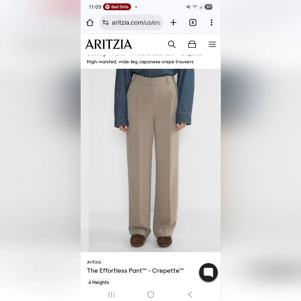 Aritzia Effortless Pants in Crepette - Picture 4 of 5
